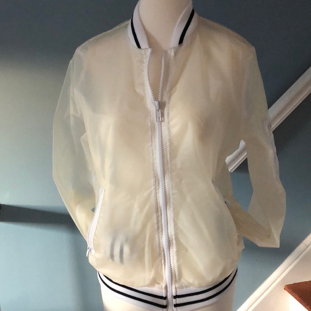 Topshop Frosted/Clear Varsity Jacket